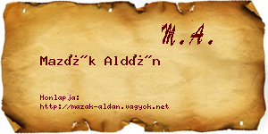 Mazák Aldán névjegykártya